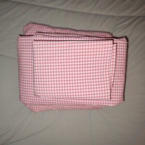 Pottery Barn Kids Pink + White Gingham Checkered Twin Sheet Set 100% Cotton